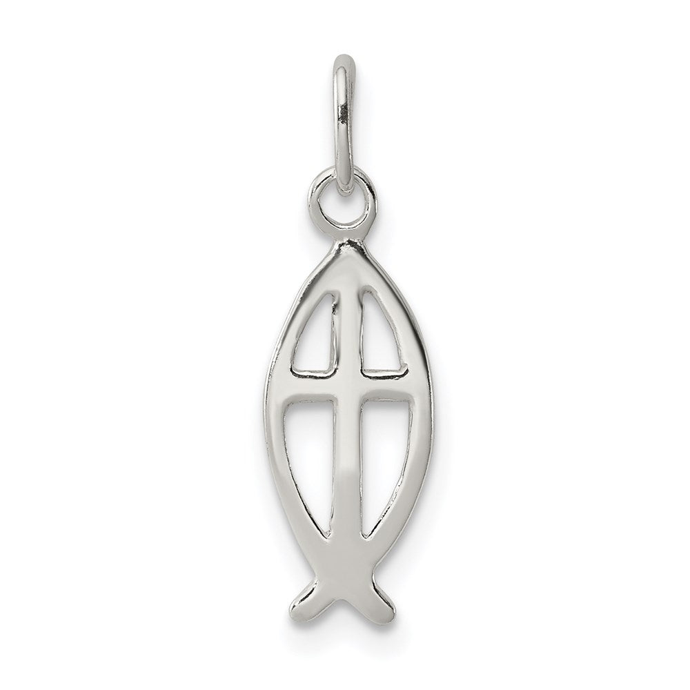 Sterlingsilber Ichthus Fisch Kreuz Charm