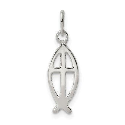 Sterlingsilber Ichthus Fisch Kreuz Charm
