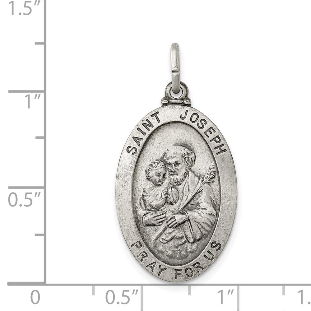 Sterlingsilber Antikisiert Saint Joseph Medaille