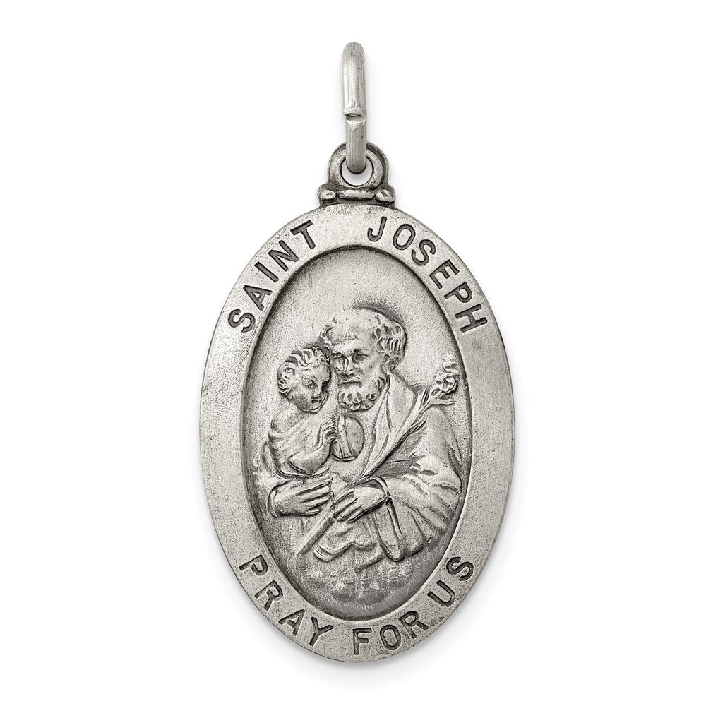 Sterlingsilber Antikisiert Saint Joseph Medaille