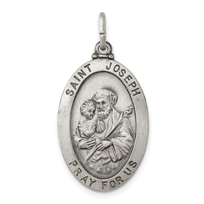 Sterlingsilber Antikisiert Saint Joseph Medaille