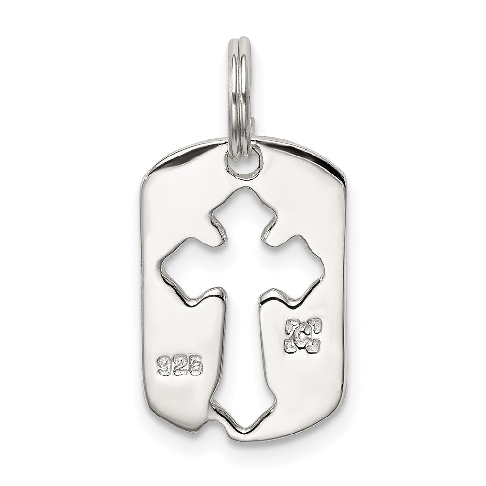 Sterlingsilber Rhodiniert Erkennungsmarke Kreuz Charm