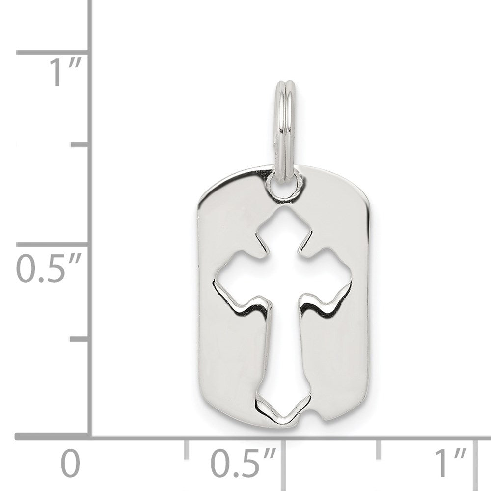 Sterlingsilber Rhodiniert Erkennungsmarke Kreuz Charm