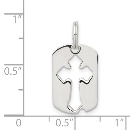 Sterlingsilber Rhodiniert Erkennungsmarke Kreuz Charm