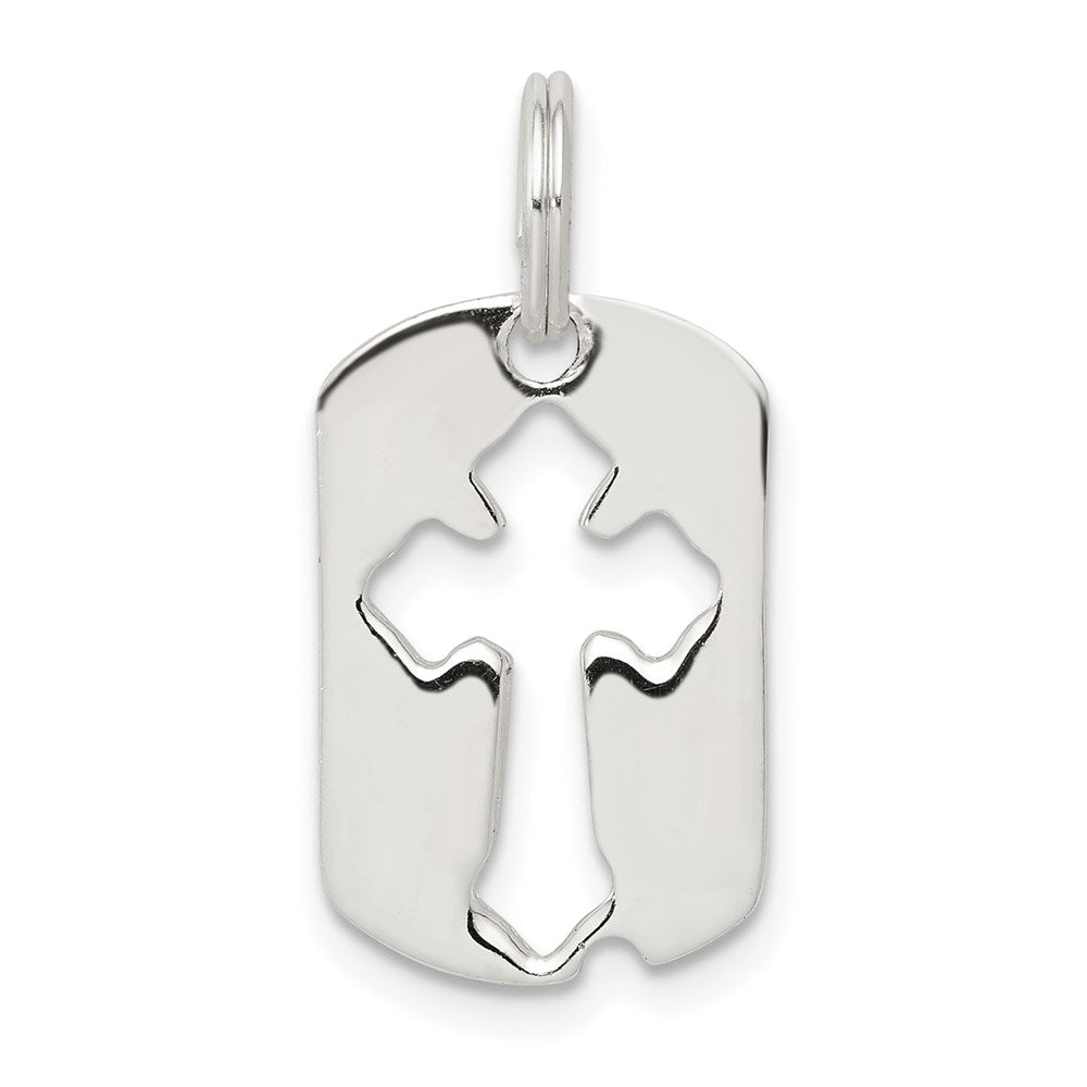 Sterlingsilber Rhodiniert Erkennungsmarke Kreuz Charm