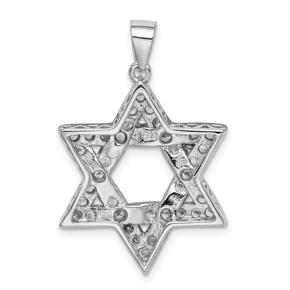 Sterlingsilber Rhodiniert Zirkonia Stern Of David Anhänger