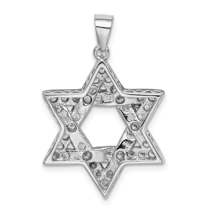 Sterlingsilber Rhodiniert Zirkonia Stern Of David Anhänger