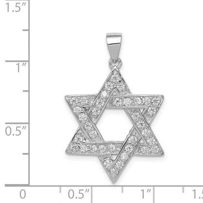 Sterlingsilber Rhodiniert Zirkonia Stern Of David Anhänger