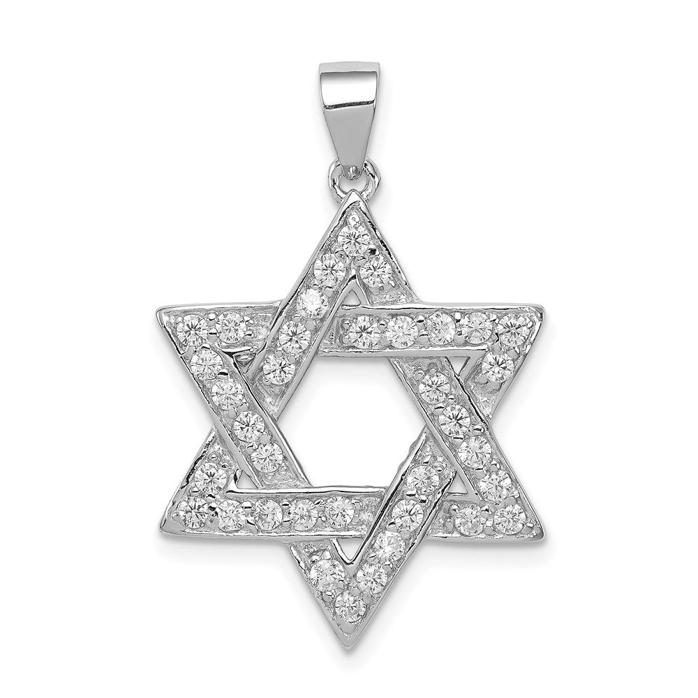 Sterlingsilber Rhodiniert Zirkonia Stern Of David Anhänger