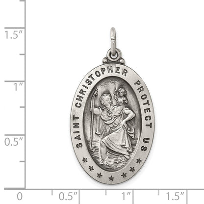 Sterlingsilber Antikisiert St. Christopher Medaille