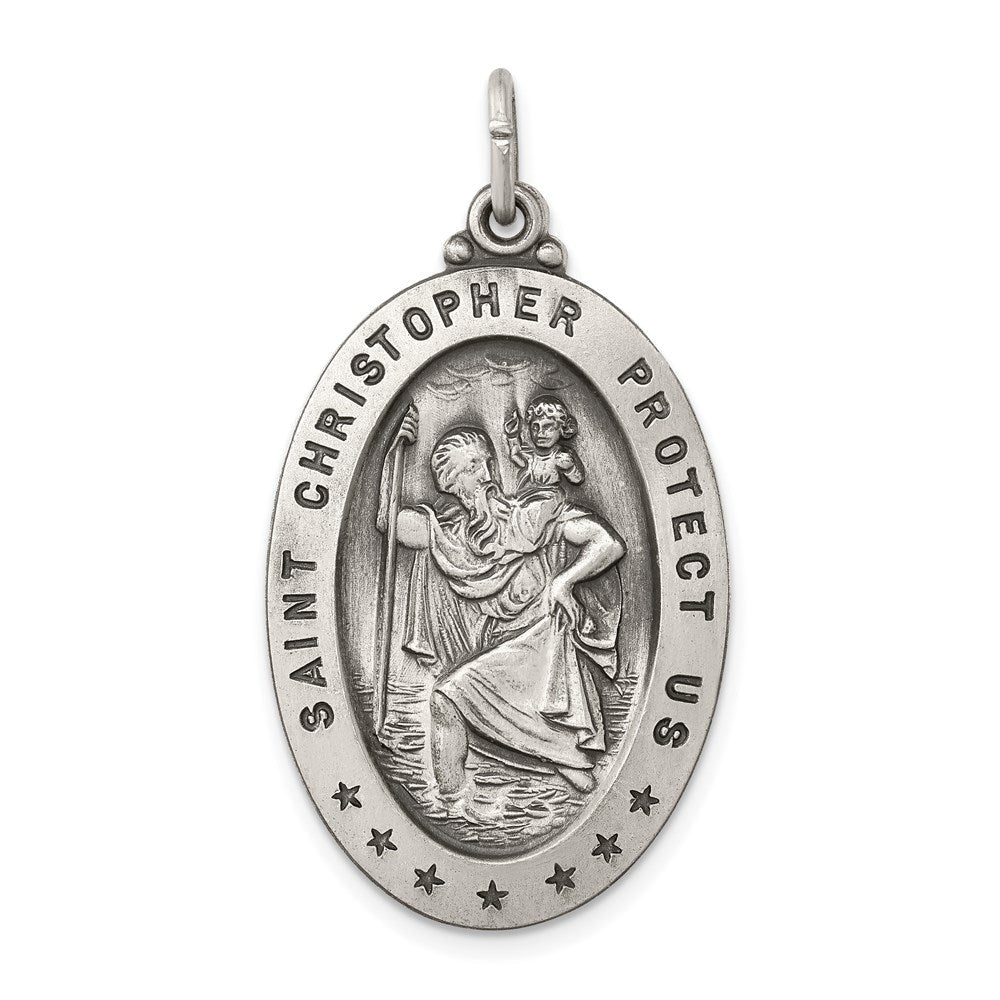 Sterlingsilber Antikisiert St. Christopher Medaille