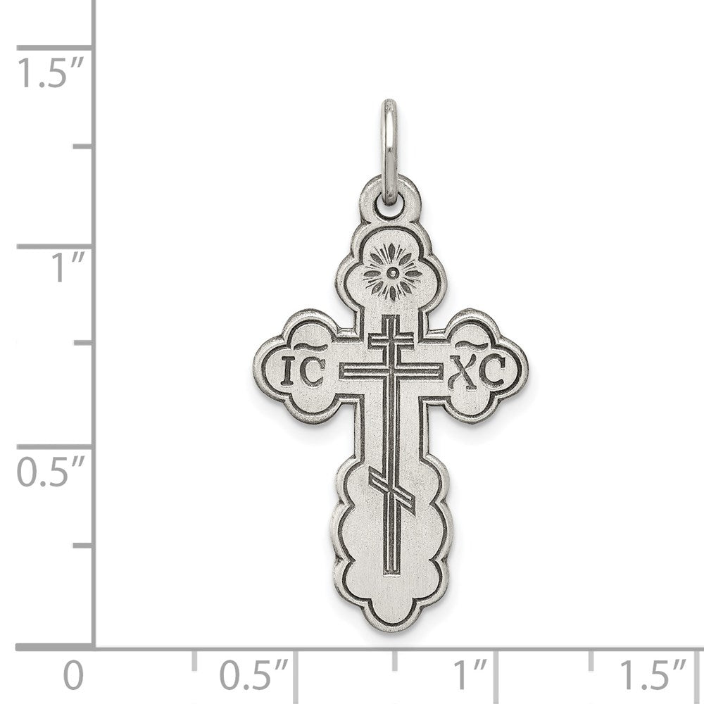 Sterlingsilber Antikisiert Eastern Orthodox Kreuz Charm