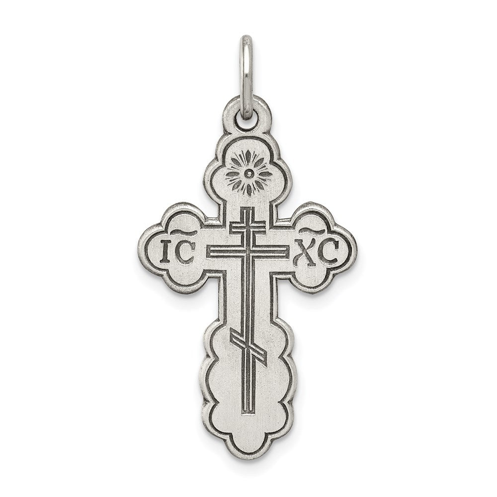 Sterlingsilber Antikisiert Eastern Orthodox Kreuz Charm