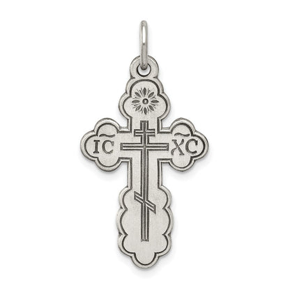 Sterlingsilber Antikisiert Eastern Orthodox Kreuz Charm