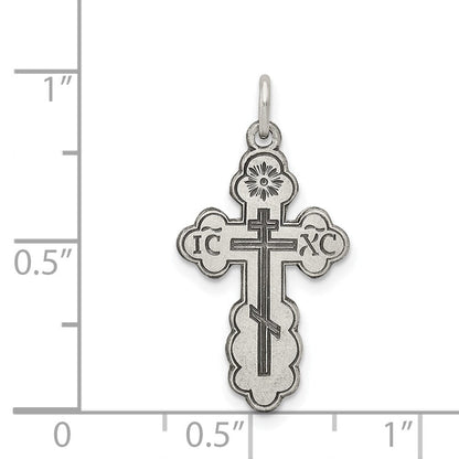 Sterlingsilber Antikisiert Eastern Orthodox Kreuz Charm