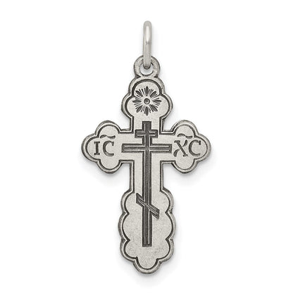 Sterlingsilber Antikisiert Eastern Orthodox Kreuz Charm
