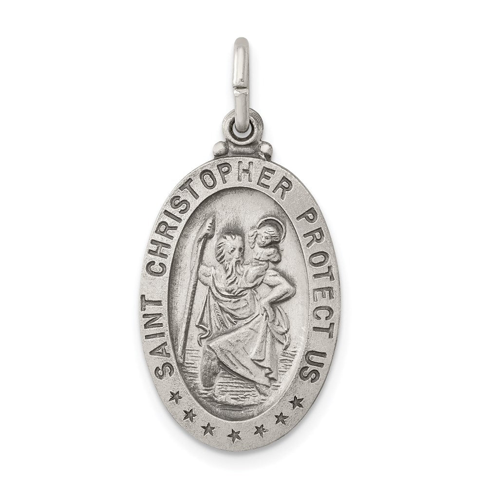 Sterlingsilber Antikisiert St. Christopher Medaille