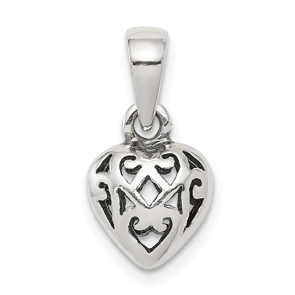 Sterlingsilber Antik Puff Herz Charm