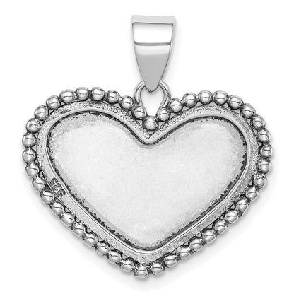 Sterlingsilber Rhodiniert Herz Anhänger