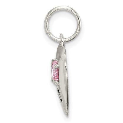 Sterlingsilber Rhodiniert Big Sis Zirkonia Herz Charm