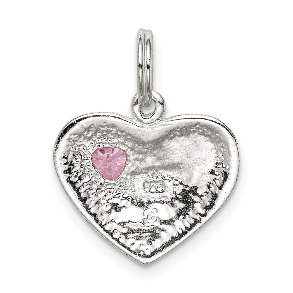 Sterlingsilber Rhodiniert Big Sis Zirkonia Herz Charm