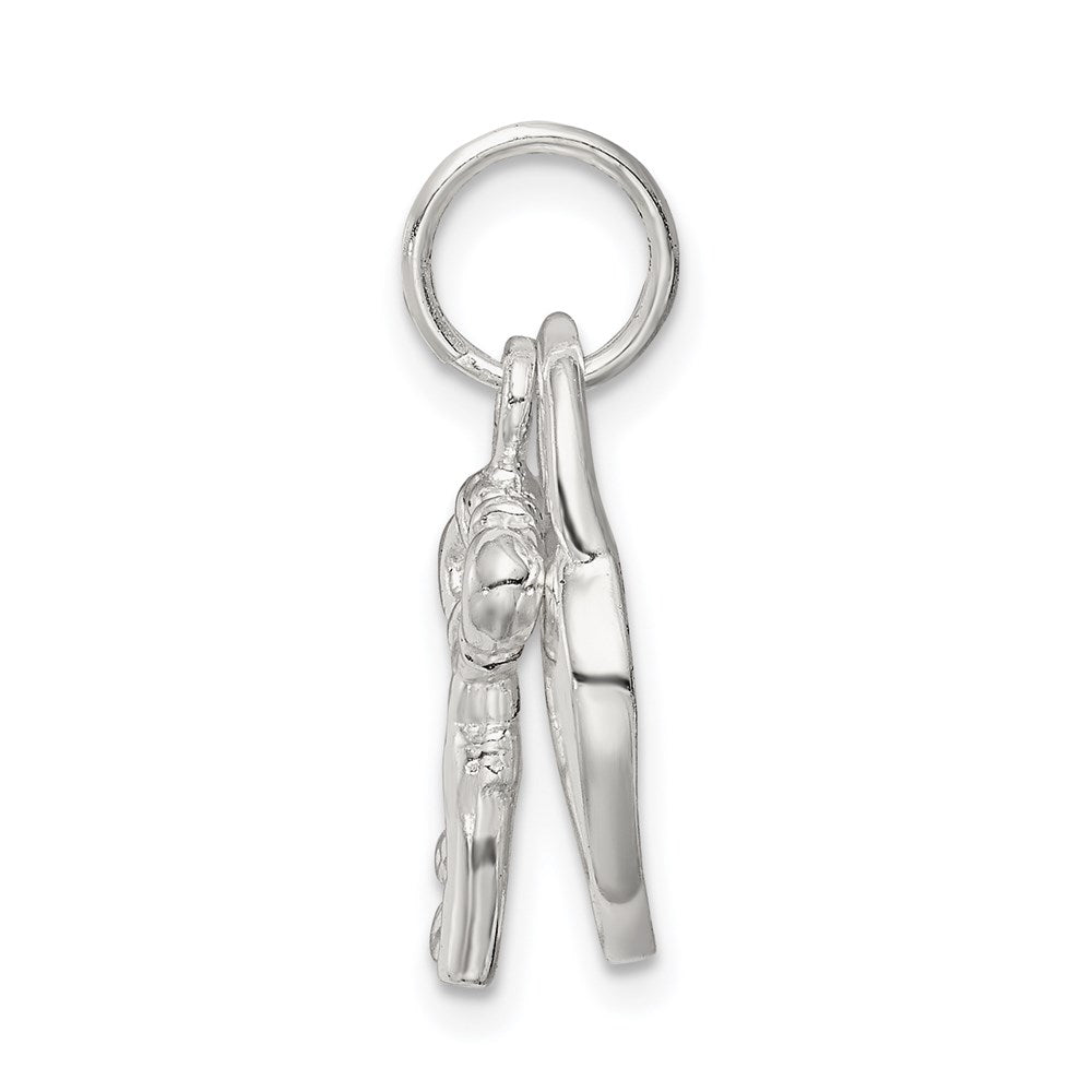 Sterlingsilber Rhodiniert Herz & Key Charm