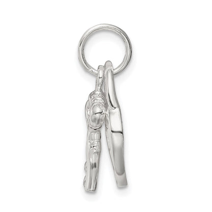 Sterlingsilber Rhodiniert Herz & Key Charm