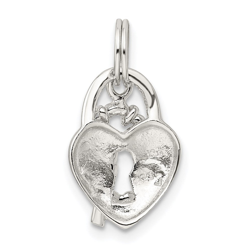 Sterlingsilber Rhodiniert Herz & Key Charm
