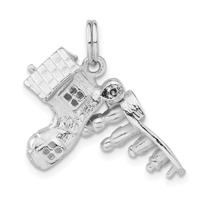 Sterlingsilber 3-d Poliert Beweglich Nursury Rhyme Schuh Charm