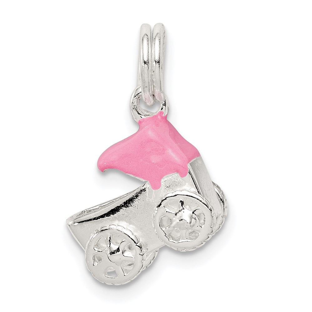 Sterlingsilber Rosa Baby Carriage Charm