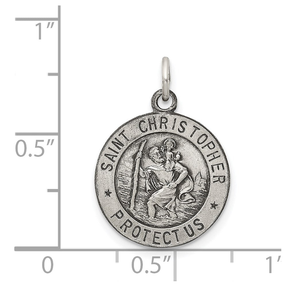Sterlingsilber Antikisiert St. Christopher Medaille