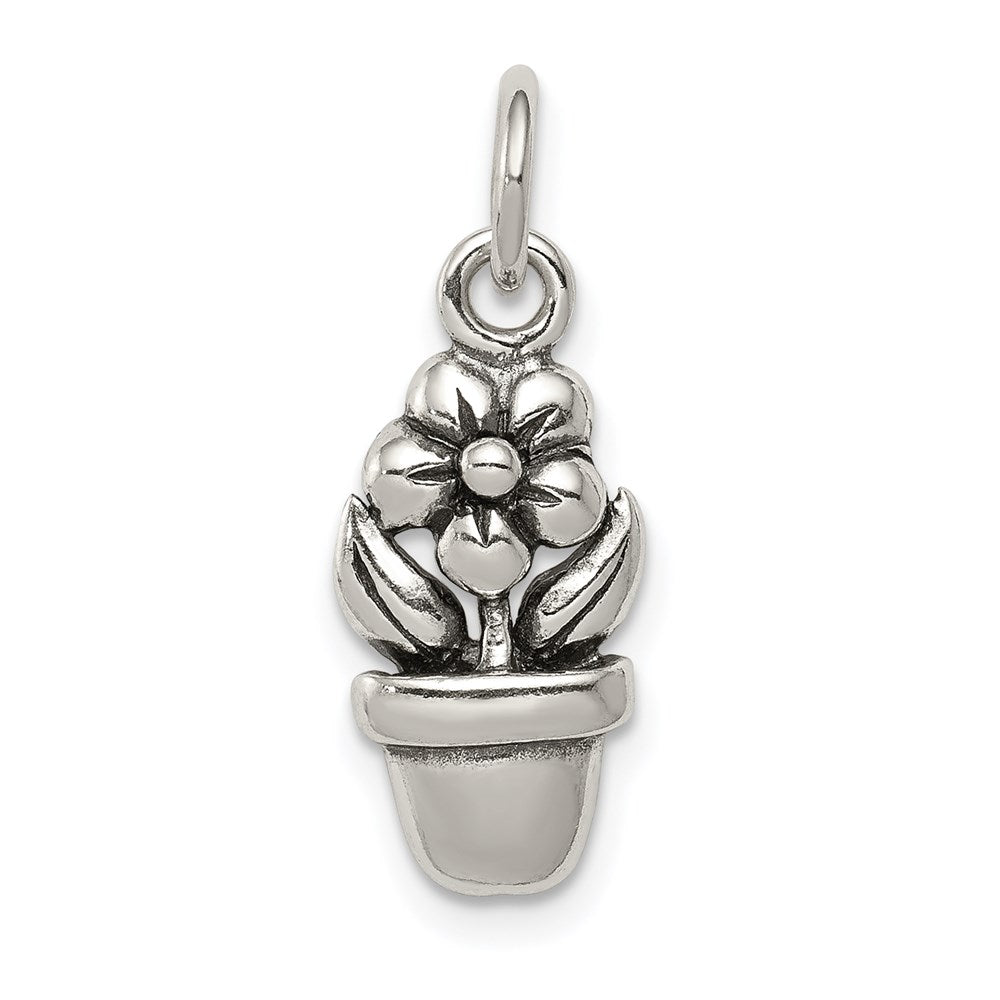 Sterlingsilber Antik Blume in A Pot Charm