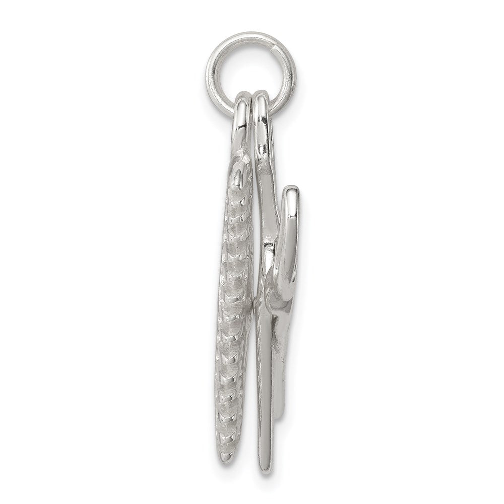 Sterlingsilber Rhodiniert Comb & Scissor Charm