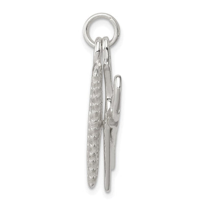 Sterlingsilber Rhodiniert Comb & Scissor Charm