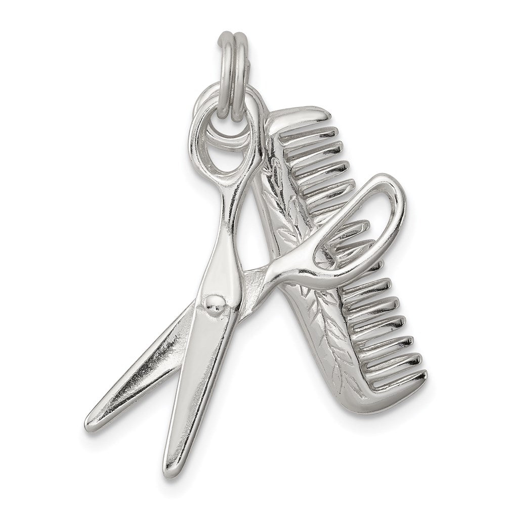 Sterlingsilber Rhodiniert Comb & Scissor Charm