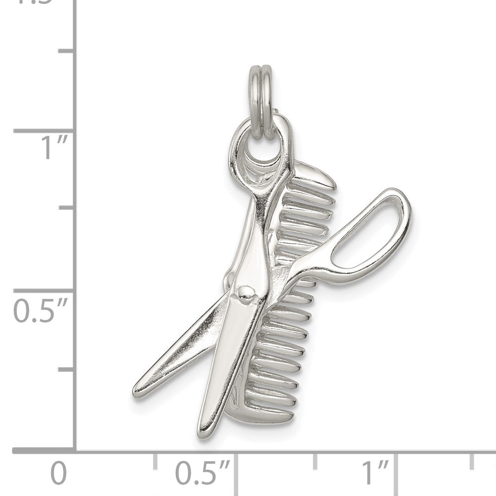 Sterlingsilber Rhodiniert Comb & Scissor Charm