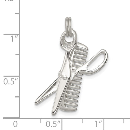 Sterlingsilber Rhodiniert Comb & Scissor Charm