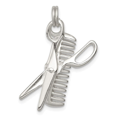 Sterlingsilber Rhodiniert Comb & Scissor Charm