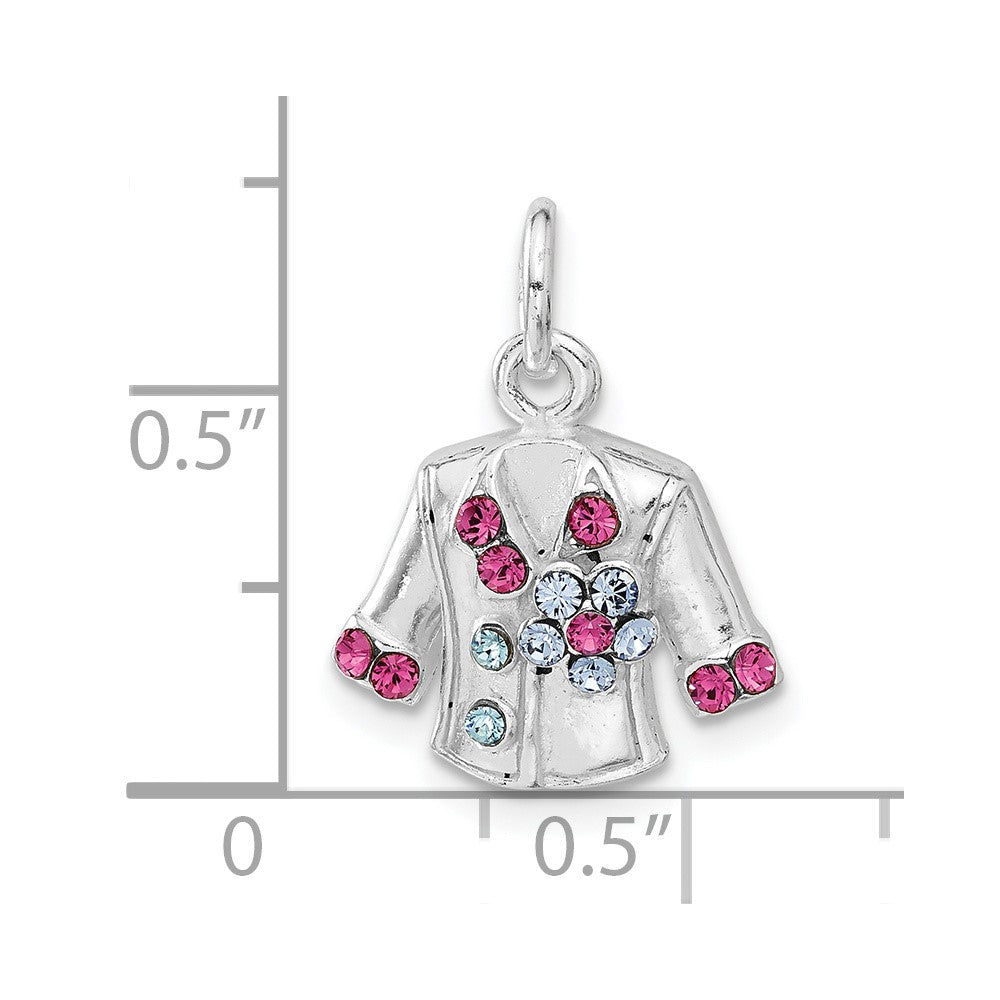 Sterlingsilber Blau & Rosa Kristall Blume Jacke Charm