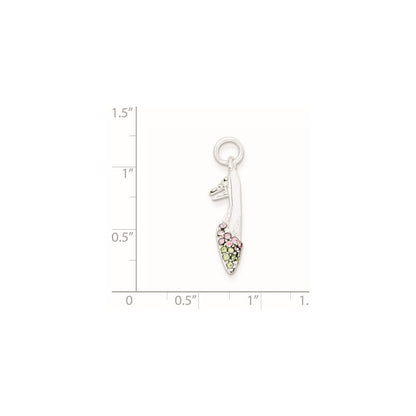 Sterlingsilber Rosa & Grün Zirkonia Hoch Heel Schuh Charm