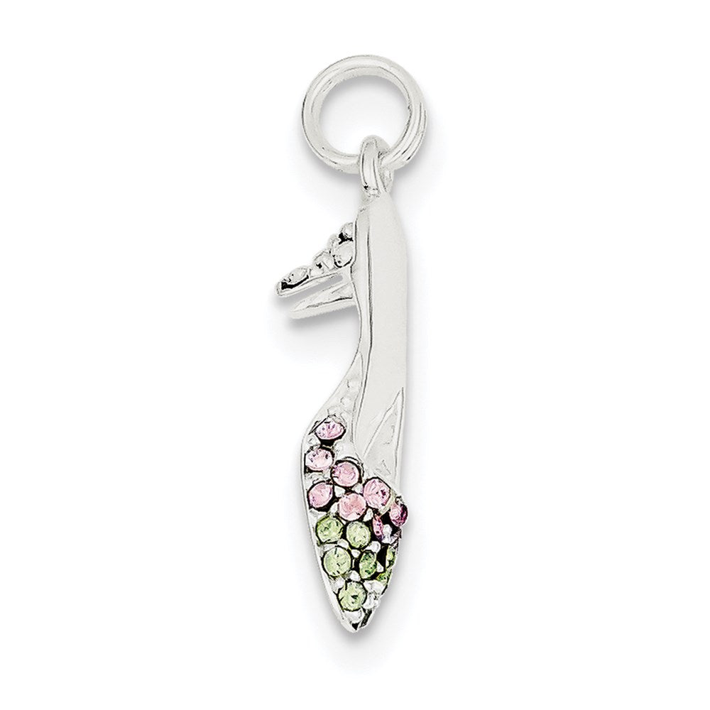 Sterlingsilber Rosa & Grün Zirkonia Hoch Heel Schuh Charm
