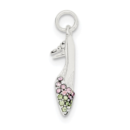 Sterlingsilber Rosa & Grün Zirkonia Hoch Heel Schuh Charm