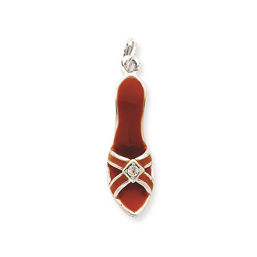 Sterlingsilber Orange Enamaled Schuh Charm