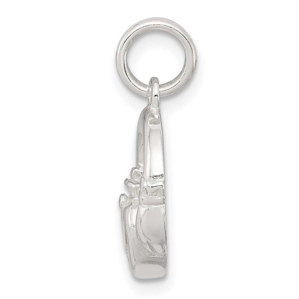 Sterlingsilber Rhodiniert Claddagh mit Grün Zirkonia Charm