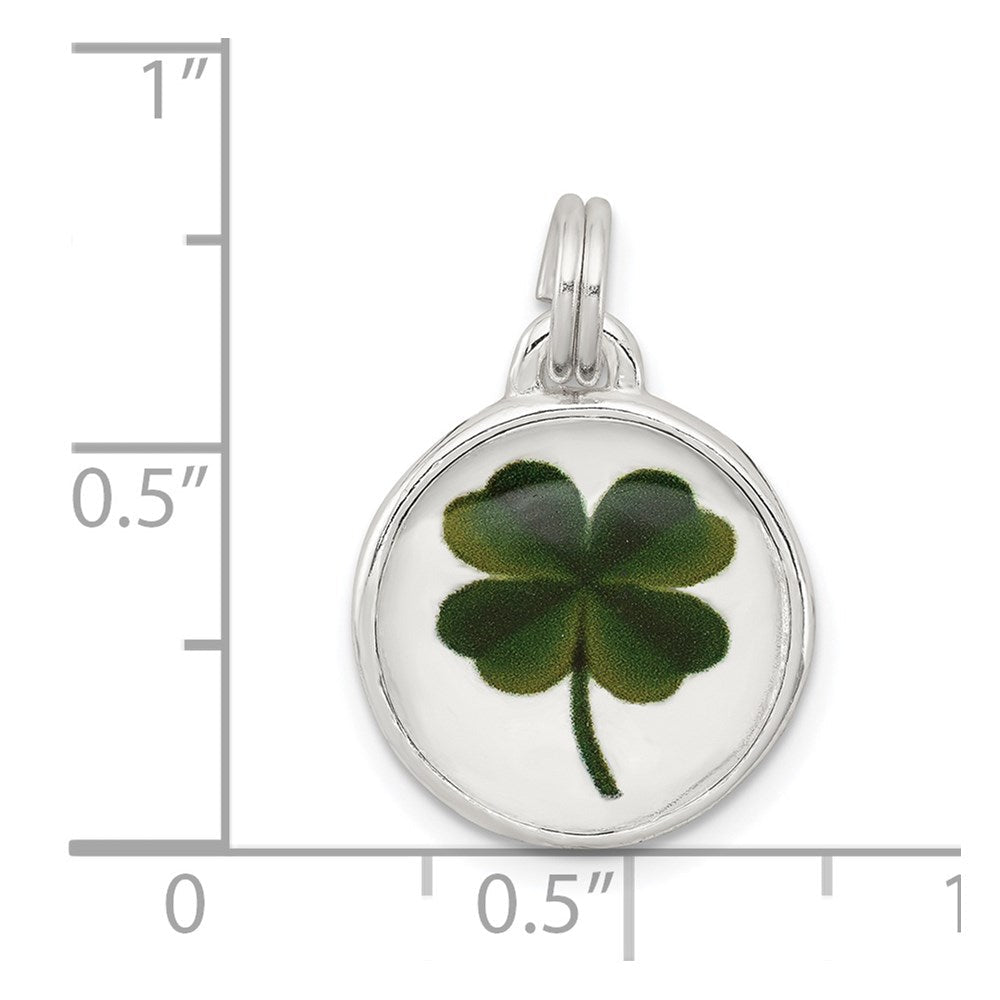 Sterlingsilber Rhodiniert Vier Blatt Klee Charm