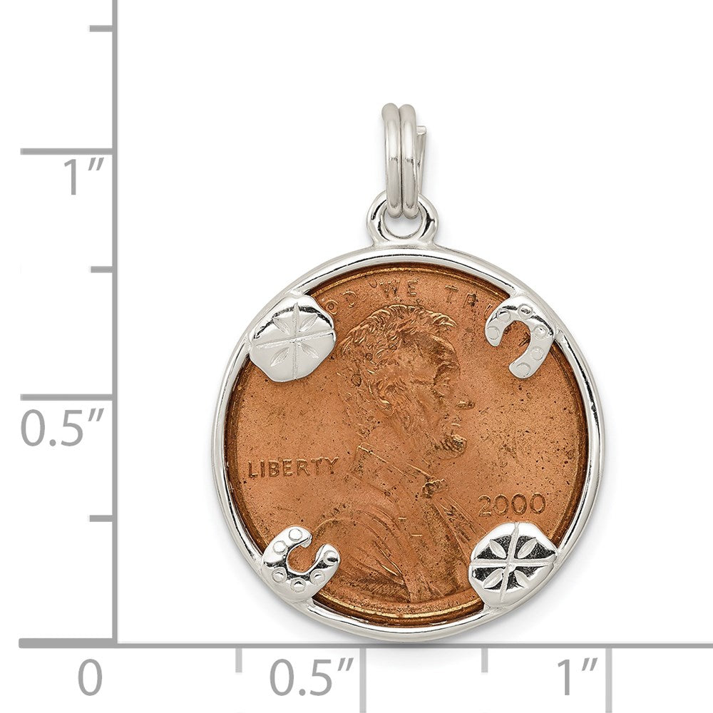 Sterlingsilber Rhodiniert Penny Charm