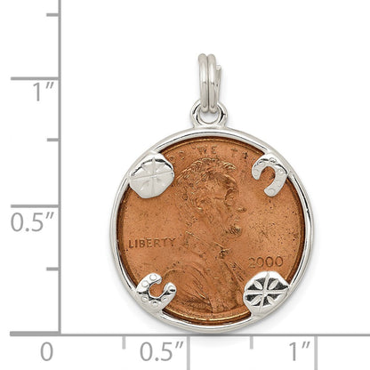 Sterlingsilber Rhodiniert Penny Charm