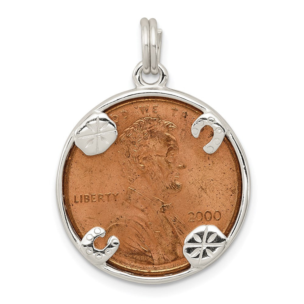 Sterlingsilber Rhodiniert Penny Charm