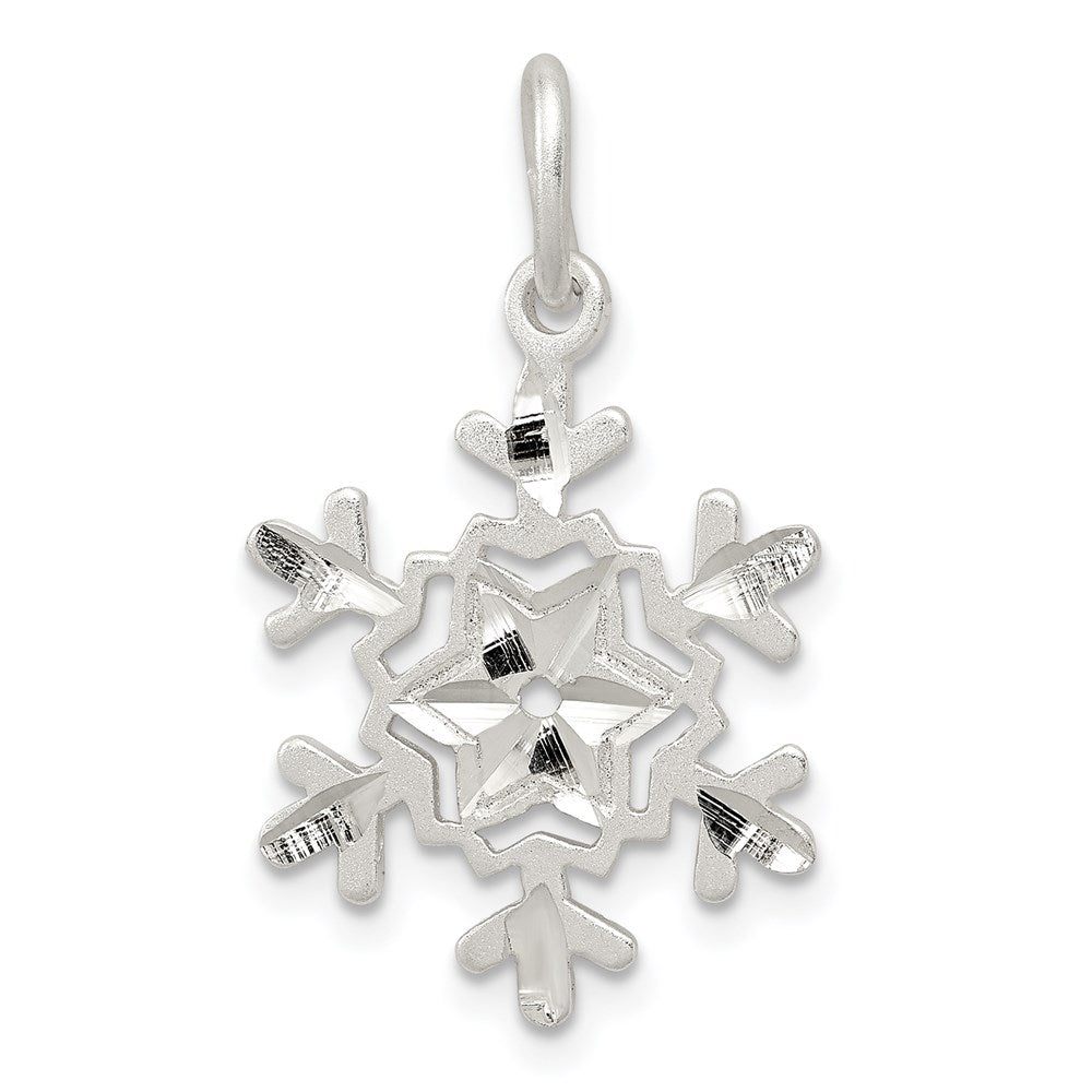 Sterlingsilber Diamantiert Schneeflocke Charm