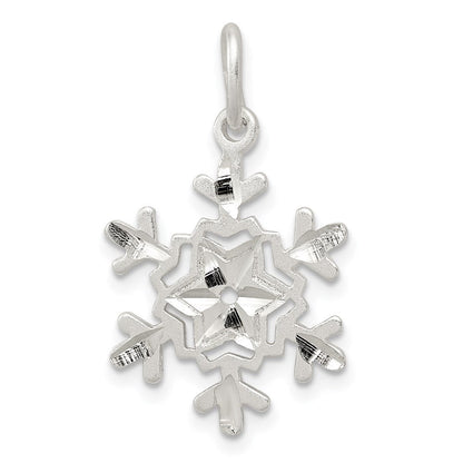Sterlingsilber Diamantiert Schneeflocke Charm